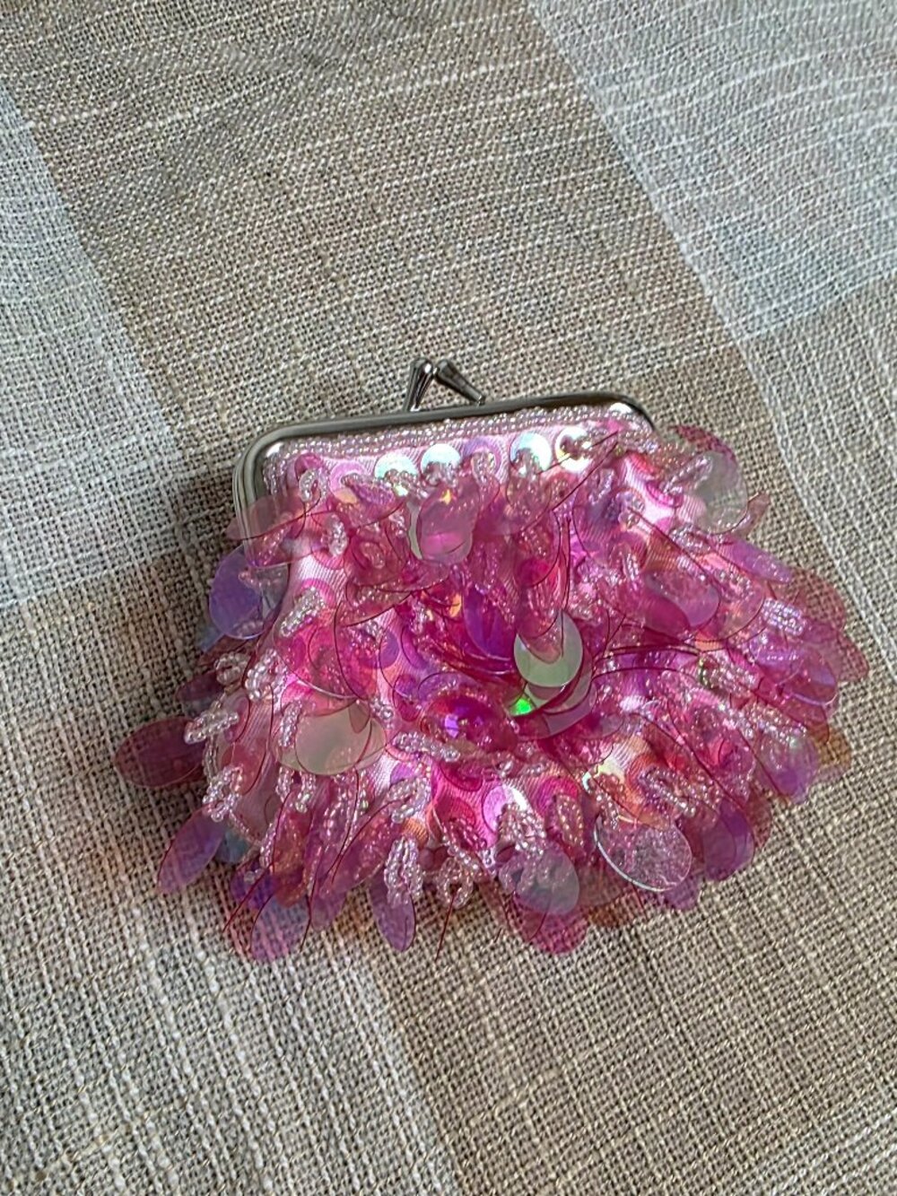 y2k Kidcore Hannah Montana Girly Femi Coquette McBling Sequined Pink Clutch Bag